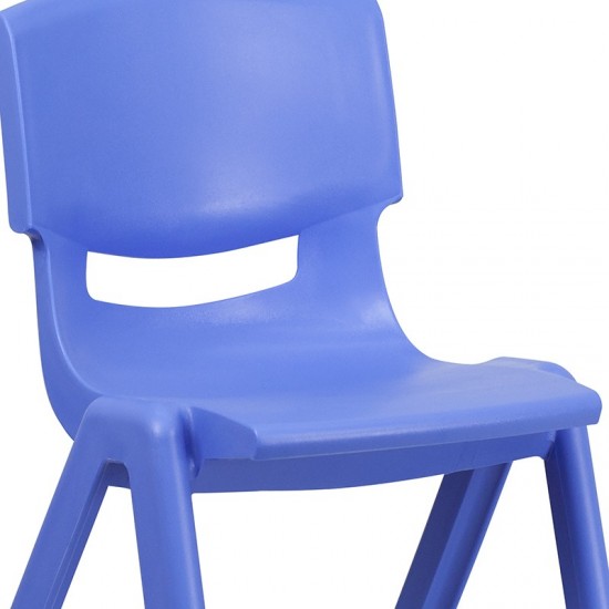 4 Pack Blue Plastic Stackable School Chair with 15.5'' Seat Height