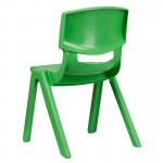 4 Pack Green Plastic Stackable School Chair with 15.5'' Seat Height