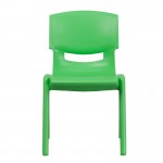 4 Pack Green Plastic Stackable School Chair with 15.5'' Seat Height