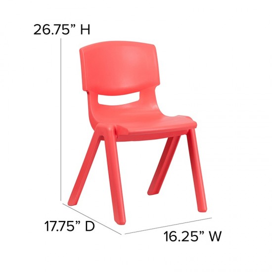 4 Pack Red Plastic Stackable School Chair with 15.5'' Seat Height