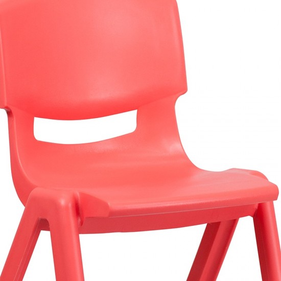 4 Pack Red Plastic Stackable School Chair with 15.5'' Seat Height