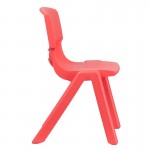 4 Pack Red Plastic Stackable School Chair with 15.5'' Seat Height