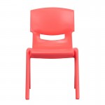 4 Pack Red Plastic Stackable School Chair with 15.5'' Seat Height