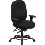 24/7 Intensive Use Big & Tall 350 lb. Rated Black Fabric Multifunction Ergonomic Office Chair - Foot Ring