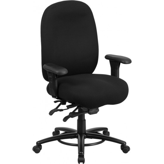 24/7 Intensive Use Big & Tall 350 lb. Rated Black Fabric Multifunction Ergonomic Office Chair - Foot Ring