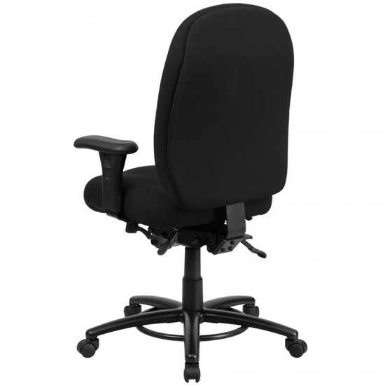 24/7 Intensive Use Big & Tall 350 lb. Rated Black Fabric Multifunction Ergonomic Office Chair - Foot Ring