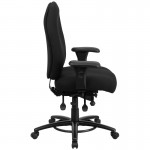 24/7 Intensive Use Big & Tall 350 lb. Rated Black Fabric Multifunction Ergonomic Office Chair - Foot Ring