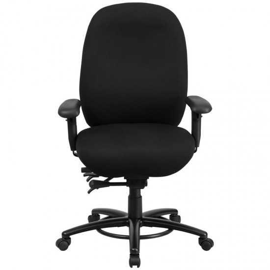 24/7 Intensive Use Big & Tall 350 lb. Rated Black Fabric Multifunction Ergonomic Office Chair - Foot Ring