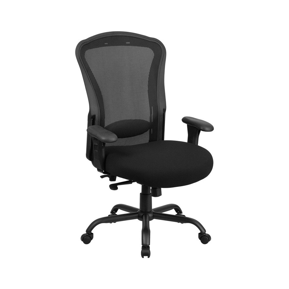 24/7 Intensive Use Big & Tall 400 lb. Rated Black Mesh Multifunction Synchro-Tilt Ergonomic Office Chair