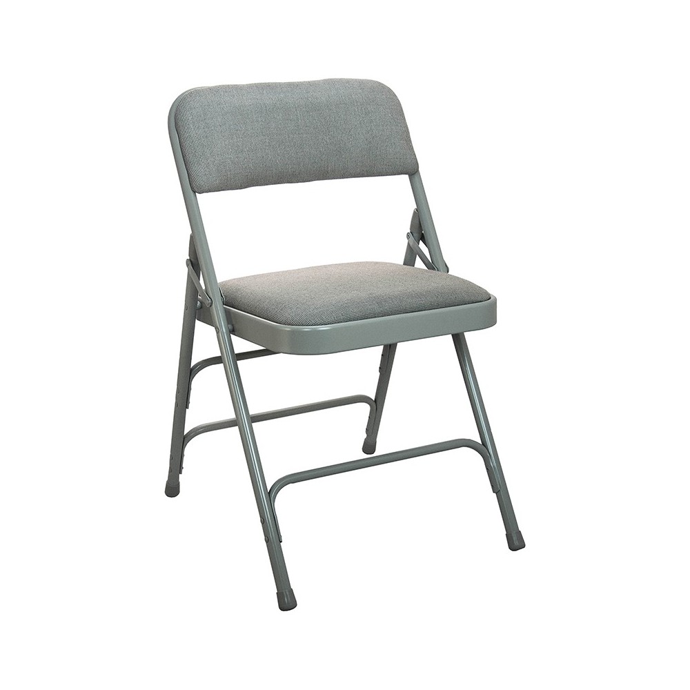 Advantage Grey Padded Metal Folding Chair - Grey 1-in Fabric Seat