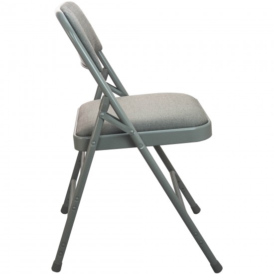 Advantage Grey Padded Metal Folding Chair - Grey 1-in Fabric Seat