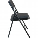 2-Pack Advantage Black Padded Metal Folding Chair - Black 1-in Fabric Seat