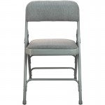 2-Pack Advantage Grey Padded Metal Folding Chair - Grey 1-in Fabric Seat