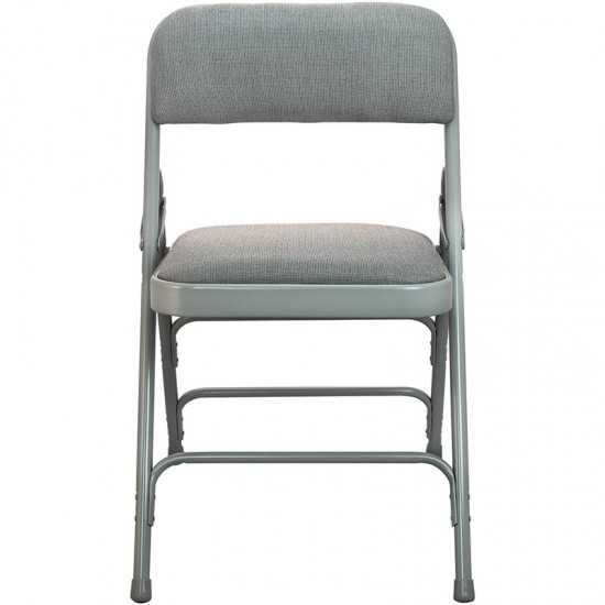 2-Pack Advantage Grey Padded Metal Folding Chair - Grey 1-in Fabric Seat