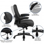 Big & Tall 500 lb. Rated Black Mesh/LeatherSoft Executive Ergonomic Office Chair with Adjustable Lumbar