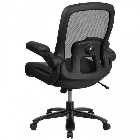 Big & Tall 500 lb. Rated Black Mesh/LeatherSoft Executive Ergonomic Office Chair with Adjustable Lumbar