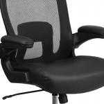 Big & Tall 500 lb. Rated Black Mesh/LeatherSoft Executive Ergonomic Office Chair with Adjustable Lumbar