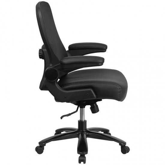 Big & Tall 500 lb. Rated Black Mesh/LeatherSoft Executive Ergonomic Office Chair with Adjustable Lumbar