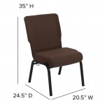 Advantage 20.5 in. Java Molded Foam Church Chair with Book Rack