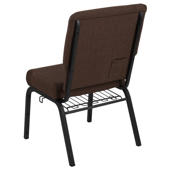 Advantage 20.5 in. Java Molded Foam Church Chair with Book Rack