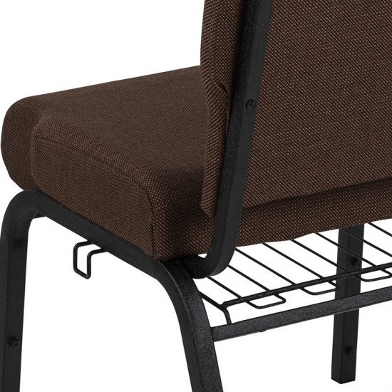 Advantage 20.5 in. Java Molded Foam Church Chair with Book Rack