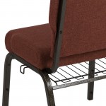Advantage 20.5 in. Cinnamon Molded Foam Church Chair with Book Rack