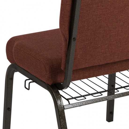 Advantage 20.5 in. Cinnamon Molded Foam Church Chair with Book Rack