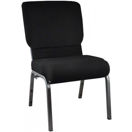 Advantage Black Church Chair with Book Rack 20.5 in. Wide