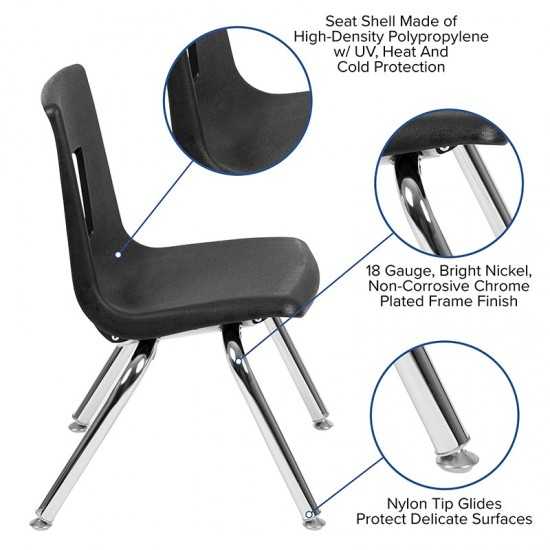 Advantage Black Student Stack School Chair - 12-inch