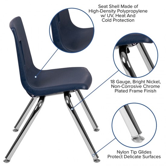 Advantage Navy Student Stack School Chair - 14-inch