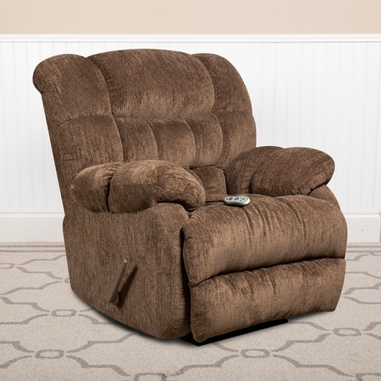 Massaging Columbia Mushroom Microfiber Rocker Recliner with Heat Control