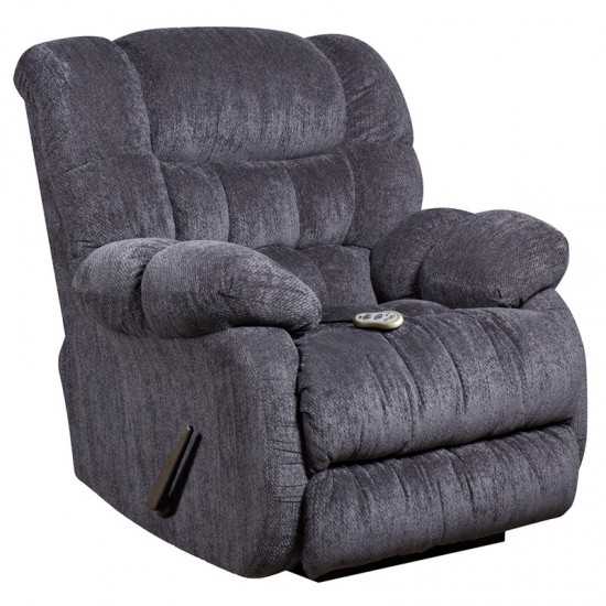 Massaging Columbia Indigo Blue Microfiber Rocker Recliner with Heat Control