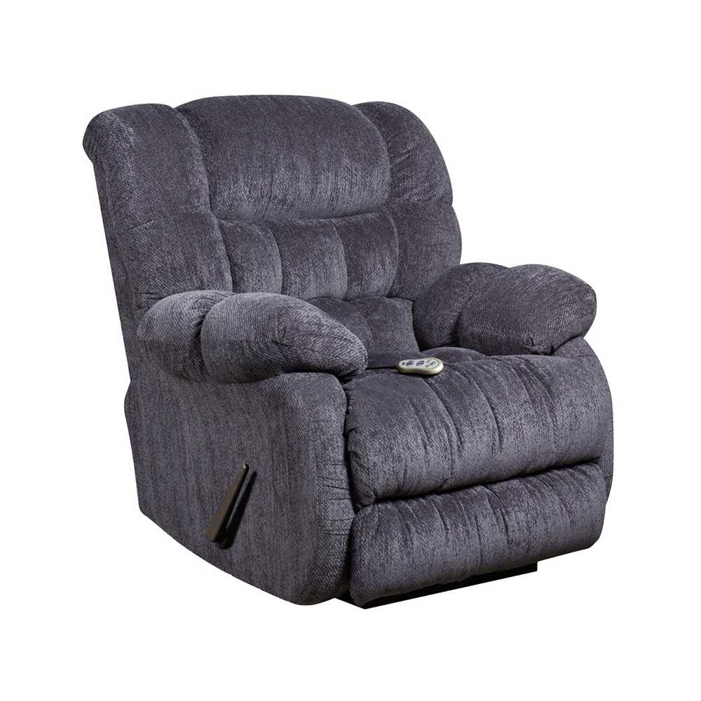 Massaging Columbia Indigo Blue Microfiber Rocker Recliner with Heat Control