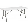 6-Foot Bi-Fold Granite White Plastic Banquet and Event Folding Table with Carrying Handle