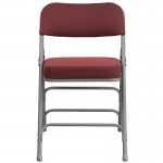 Premium Curved Triple Braced & Double Hinged Burgundy Fabric Metal Folding Chair
