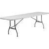 8-Foot Bi-Fold Granite White Plastic Banquet and Event Folding Table with Carrying Handle