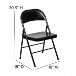 Double Braced Black Metal Folding Chair