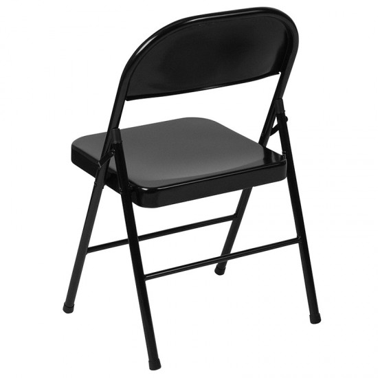 Double Braced Black Metal Folding Chair