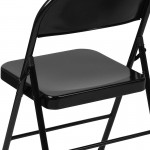 Double Braced Black Metal Folding Chair