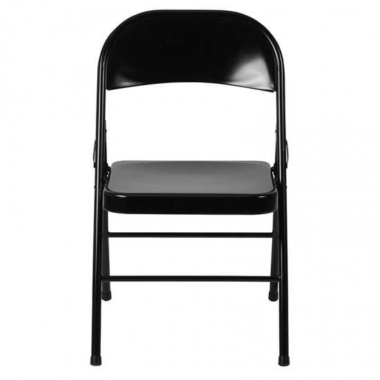 Double Braced Black Metal Folding Chair