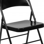 Double Braced Black Metal Folding Chair