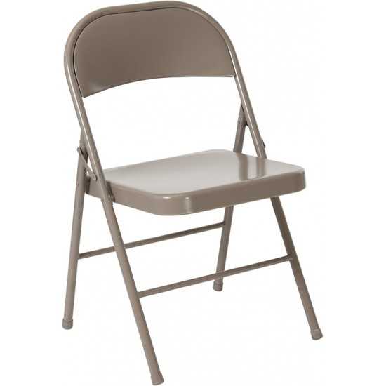 Double Braced Gray Metal Folding Chair