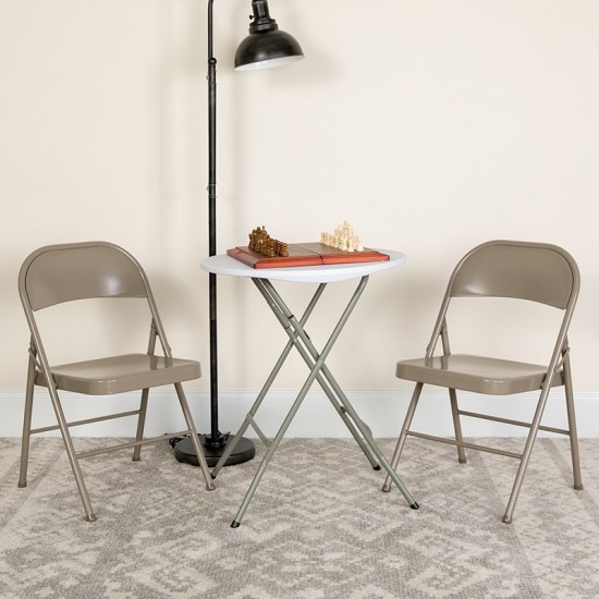 Double Braced Gray Metal Folding Chair