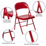 Double Braced Red Metal Folding Chair