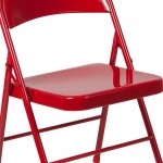 Double Braced Red Metal Folding Chair