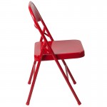 Double Braced Red Metal Folding Chair