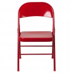 Double Braced Red Metal Folding Chair