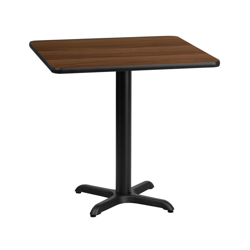 24'' Square Walnut Laminate Table Top with 22'' x 22'' Table Height Base