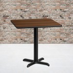 24'' Square Walnut Laminate Table Top with 22'' x 22'' Table Height Base