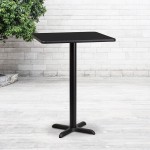 24'' Square Black Laminate Table Top with 22'' x 22'' Bar Height Table Base